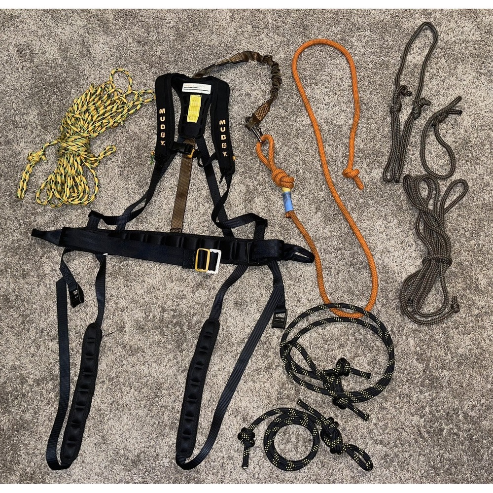 Muddy Safeguard Tree Stand Padded Nylon Safety Harness MSH400-L  USED With Rope